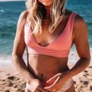 Volcom Simply Seamless Halter Pink Bikini Top